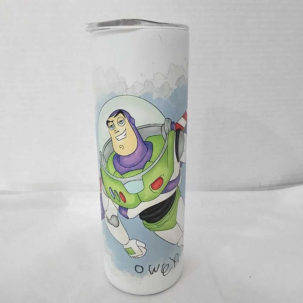 Toy Story Buzz Lightyear 20 oz Stainless Tumbler GLOW in DARK L👀K - NEW